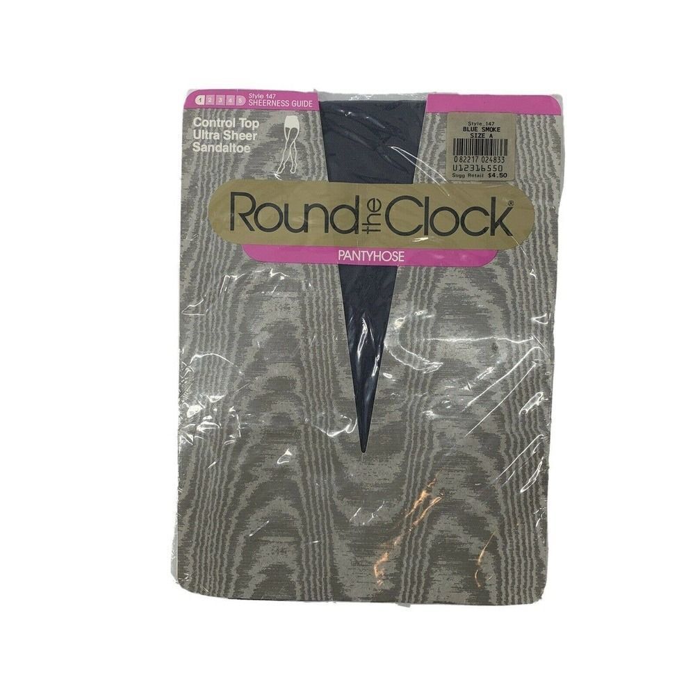 Round The Clock Pantyhose 1988 Vintage Navy Sz A